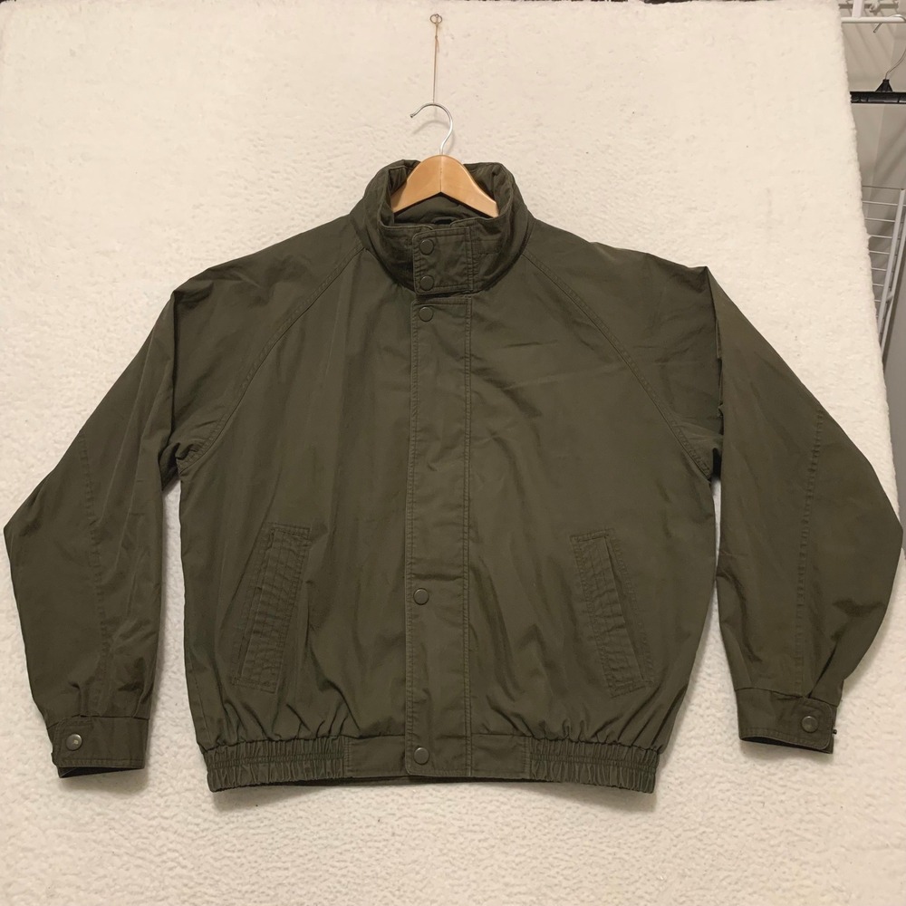 VTG Roundtree & Yorke Outdoors Bomber Jacket Mens L Zip Chore Barn Coat Green
